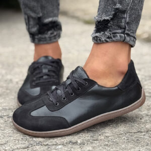 Lekkie trampki KAZADII BAREFOOT FREEWALK BLACK skóra naturalna
