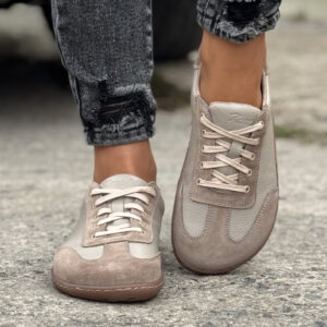 Lekkie trampki KAZADII BAREFOOT FREEWALK BEIGE skóra naturalna