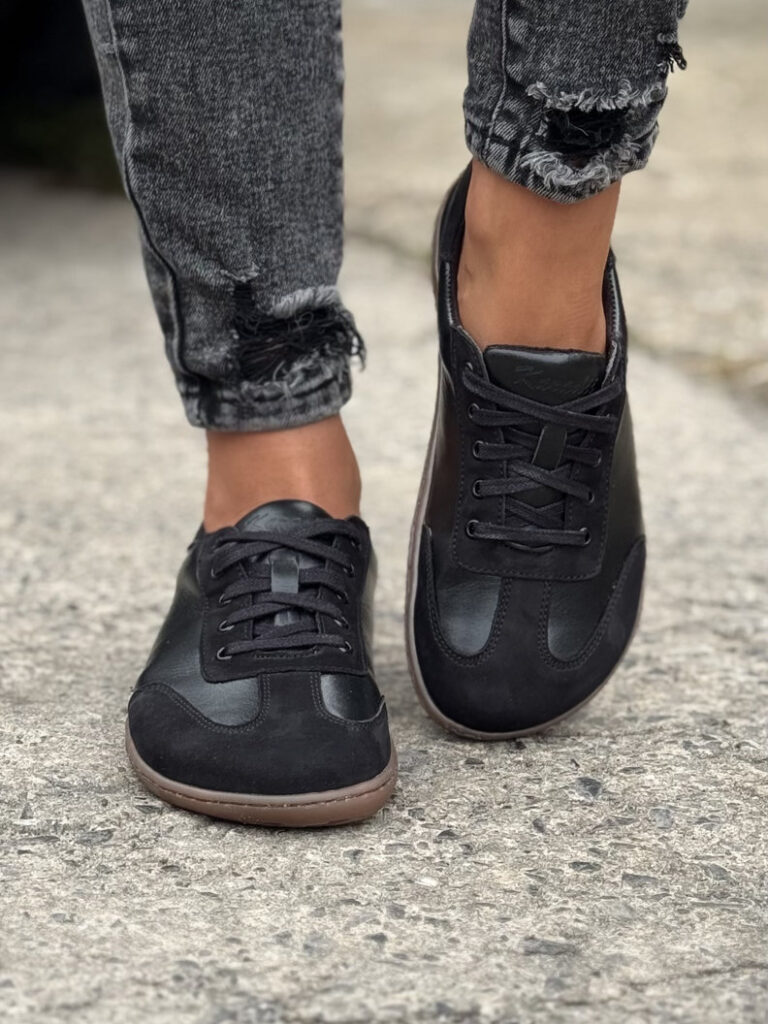 Lekkie trampki KAZADII BAREFOOT FREEWALK BLACK skóra naturalna - obrazek 3