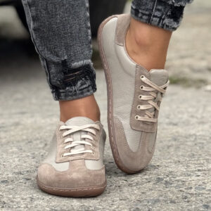 Lekkie trampki KAZADII BAREFOOT FREEWALK BEIGE skóra naturalna