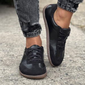 Lekkie trampki KAZADII BAREFOOT FREEWALK BLACK skóra naturalna