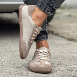 Lekkie trampki KAZADII BAREFOOT FREEWALK BEIGE skóra naturalna