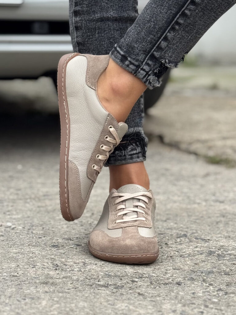 Lekkie trampki KAZADII BAREFOOT FREEWALK BEIGE skóra naturalna - obrazek 6