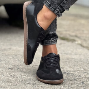 Lekkie trampki KAZADII BAREFOOT FREEWALK BLACK skóra naturalna