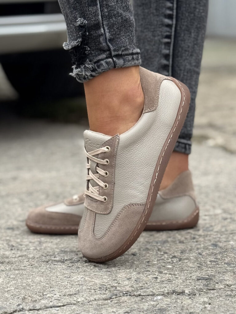Lekkie trampki KAZADII BAREFOOT FREEWALK BEIGE skóra naturalna - obrazek 5