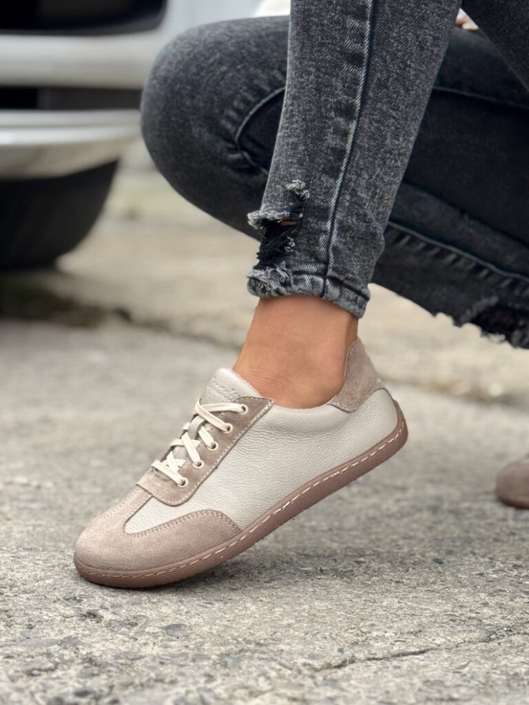 Lekkie trampki KAZADII BAREFOOT FREEWALK BEIGE skóra naturalna - obrazek 7