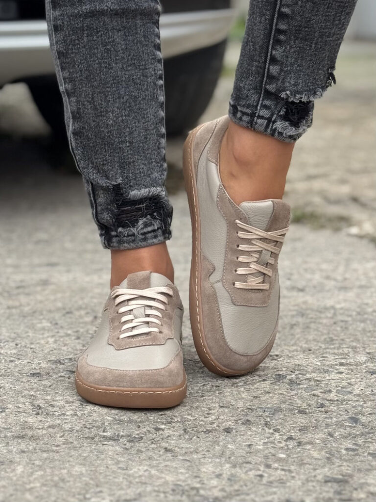Lekkie trampki KAZADII BAREFOOT SOUL BEIGE skóra naturalna - obrazek 4