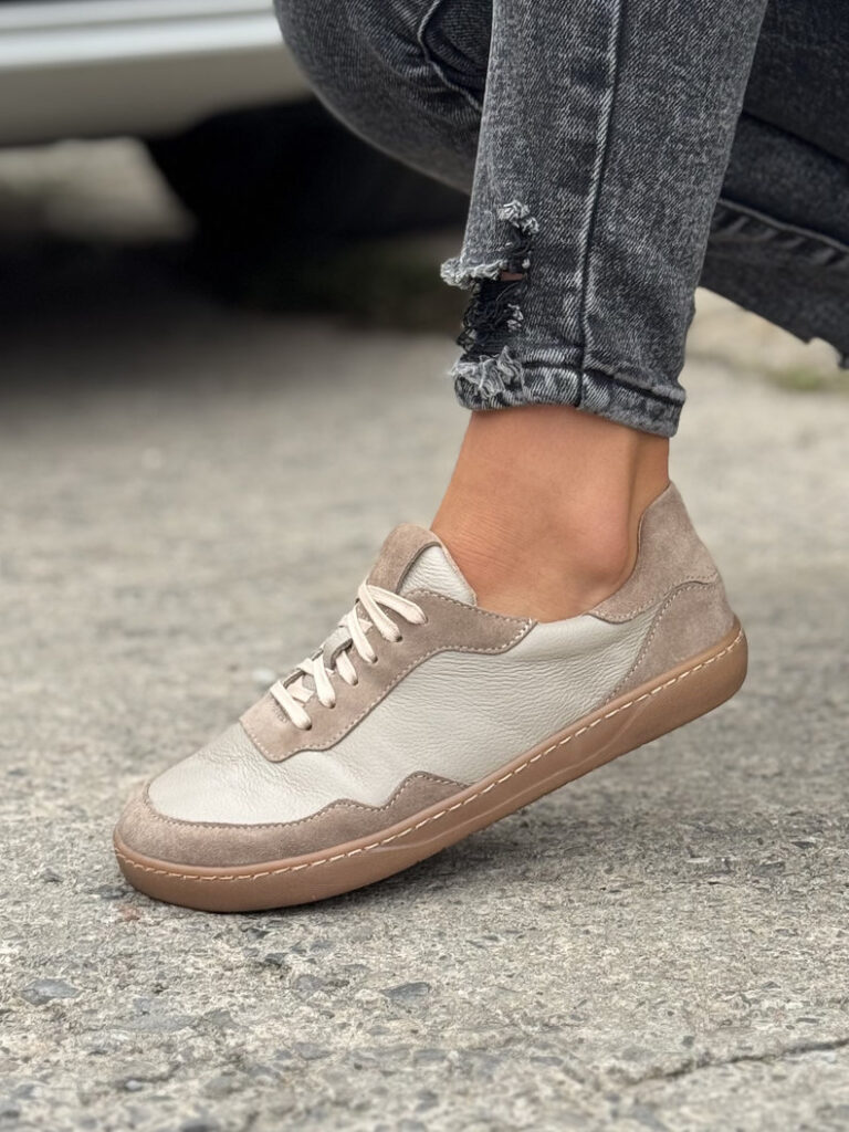 Lekkie trampki KAZADII BAREFOOT SOUL BEIGE skóra naturalna - obrazek 7
