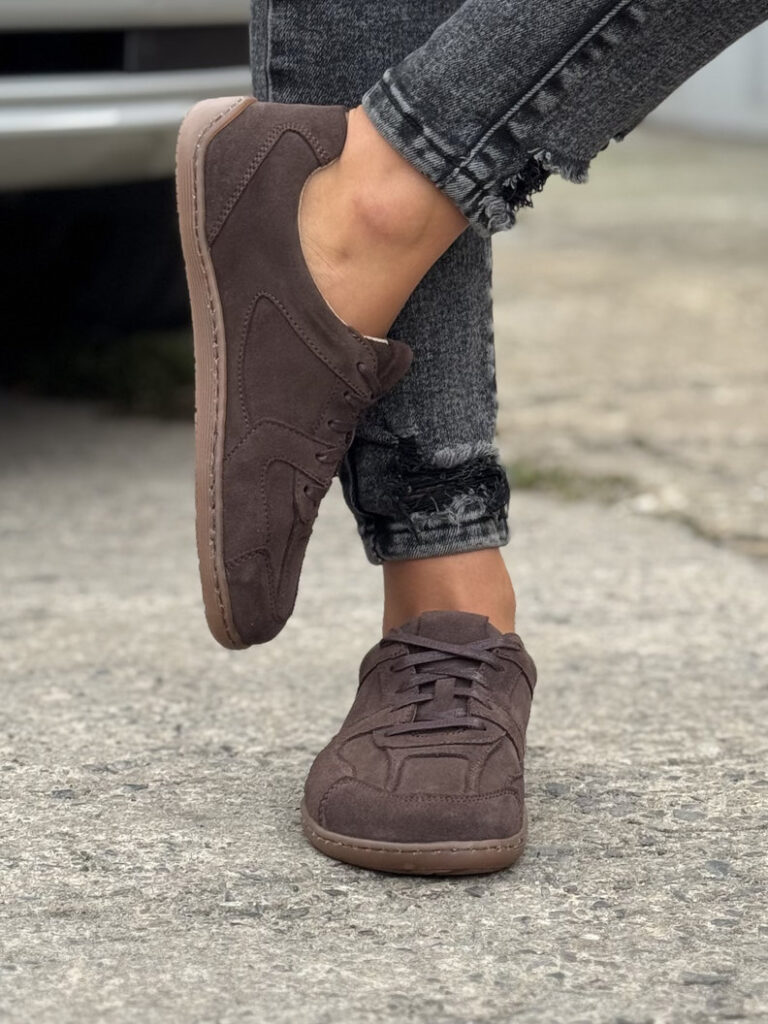 Lekkie trampki KAZADII CHOCO BAREFOOT SOFT skóra naturalna - obrazek 4
