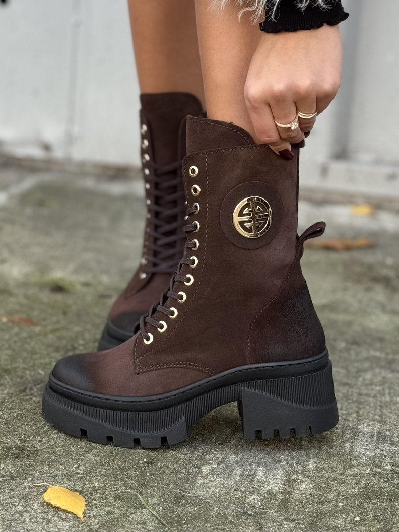 Lekkie traperki MEVISA2 CHOCO SUEDE skóra naturalna - obrazek 2