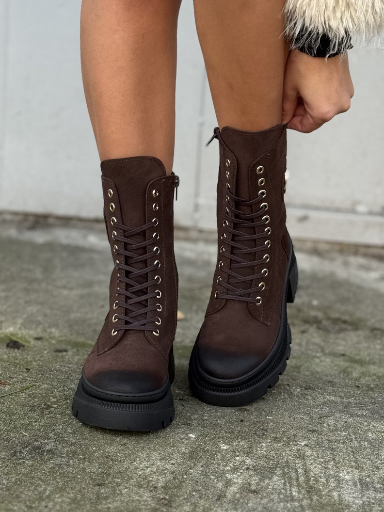 Lekkie traperki MEVISA2 CHOCO SUEDE skóra naturalna - obrazek 3