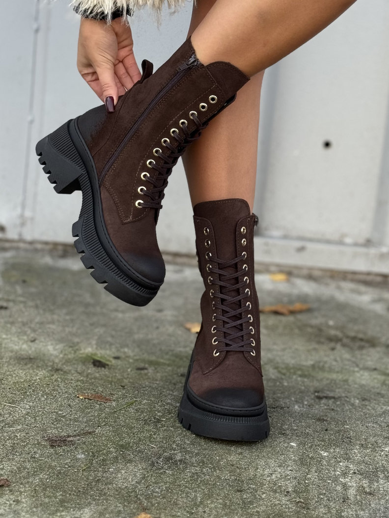 Lekkie traperki MEVISA2 CHOCO SUEDE skóra naturalna - obrazek 5