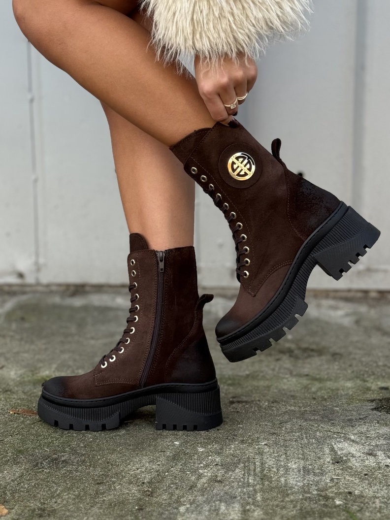 Lekkie traperki MEVISA2 CHOCO SUEDE skóra naturalna