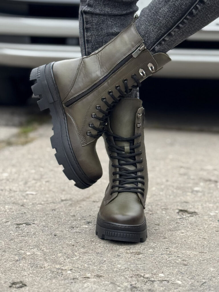Mega lekkie botki ALESS KHAKI skóra naturalna - obrazek 4