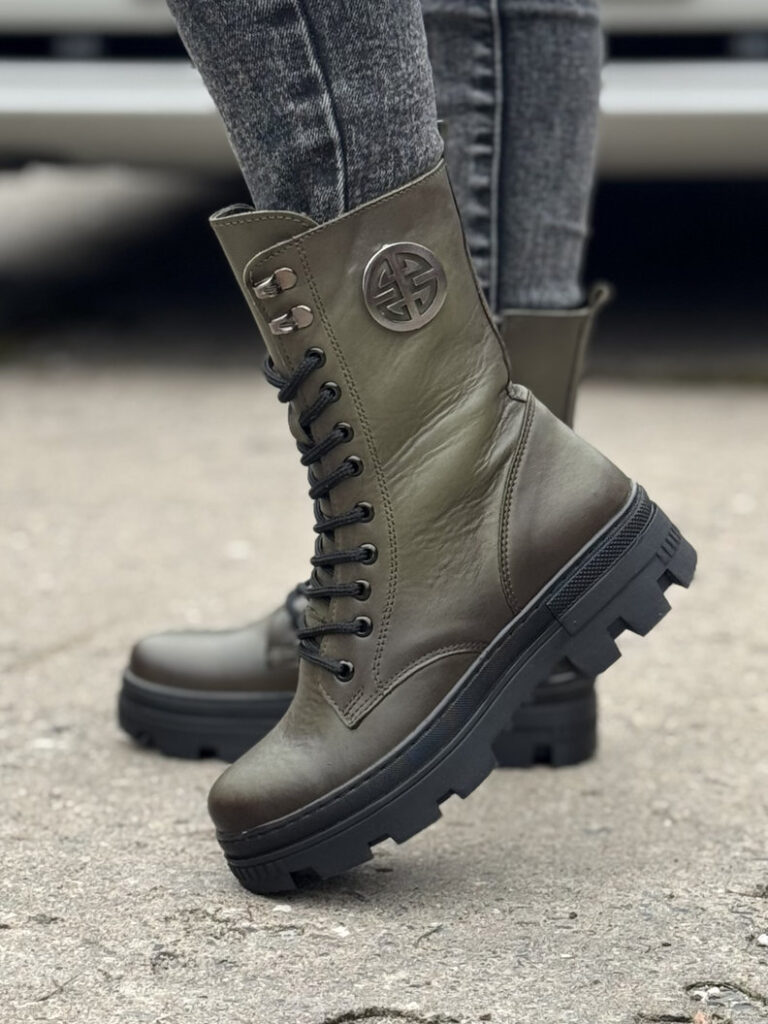 Mega lekkie botki ALESS KHAKI skóra naturalna - obrazek 6