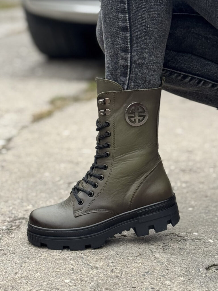 Mega lekkie botki ALESS KHAKI skóra naturalna - obrazek 7