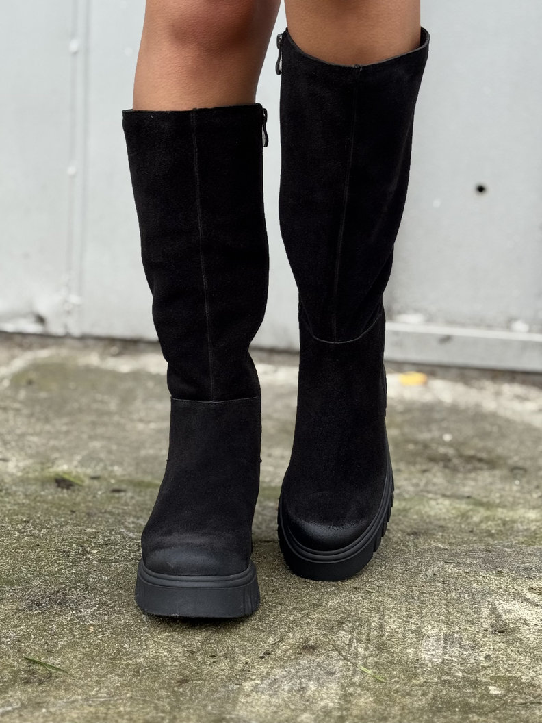 Mega lekkie botki KAZADII GEORGINA BLACK z cholewką przed kolano skóra naturalna - obrazek 3