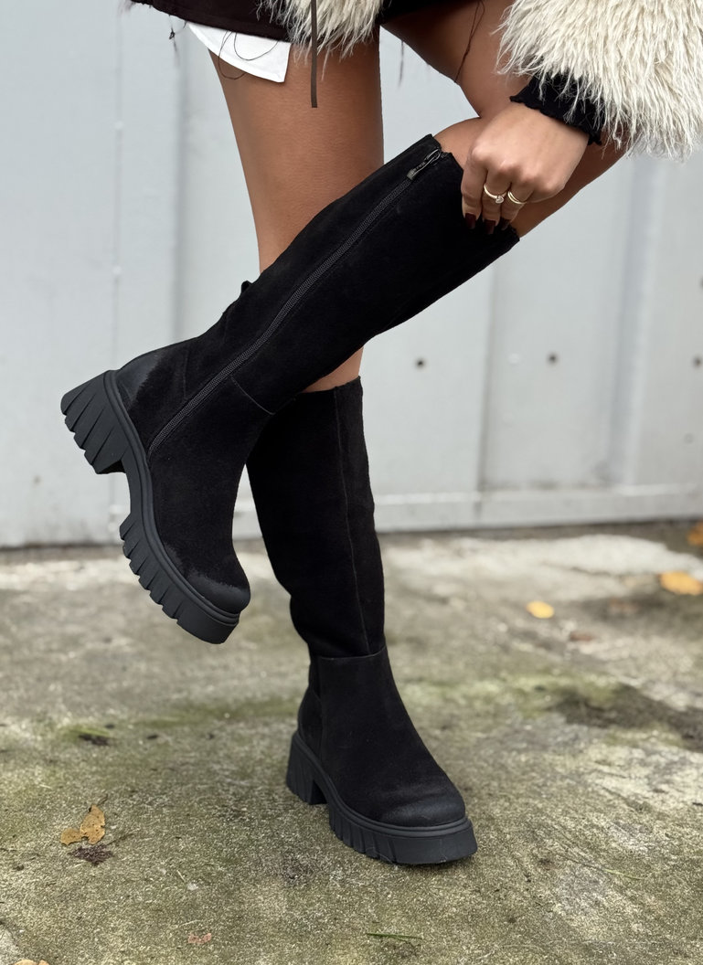 Mega lekkie botki KAZADII GEORGINA BLACK z cholewką przed kolano skóra naturalna - obrazek 10