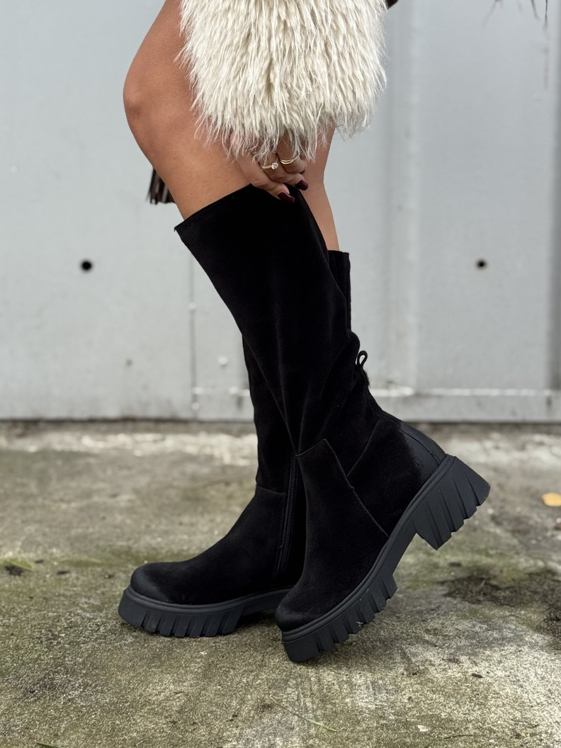 Mega lekkie botki KAZADII GEORGINA BLACK z cholewką przed kolano skóra naturalna - obrazek 9