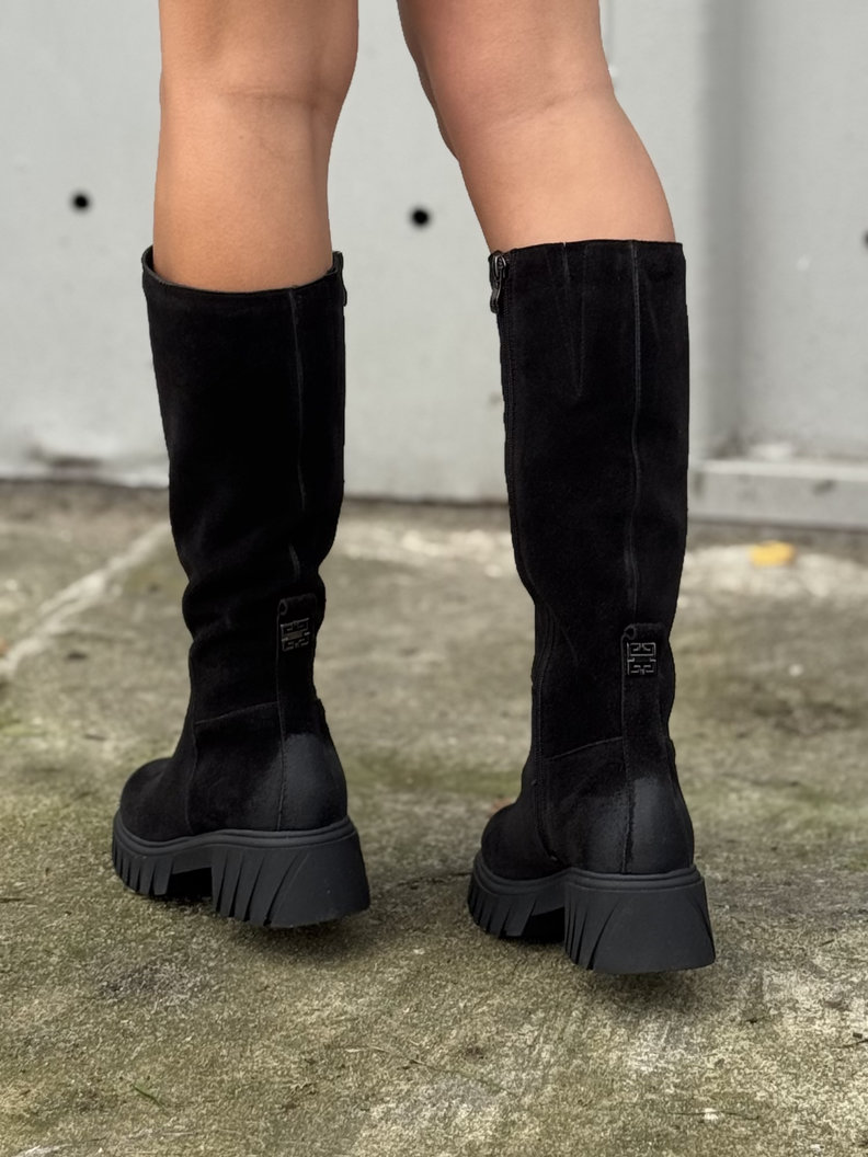 Mega lekkie botki KAZADII GEORGINA BLACK z cholewką przed kolano skóra naturalna - obrazek 7