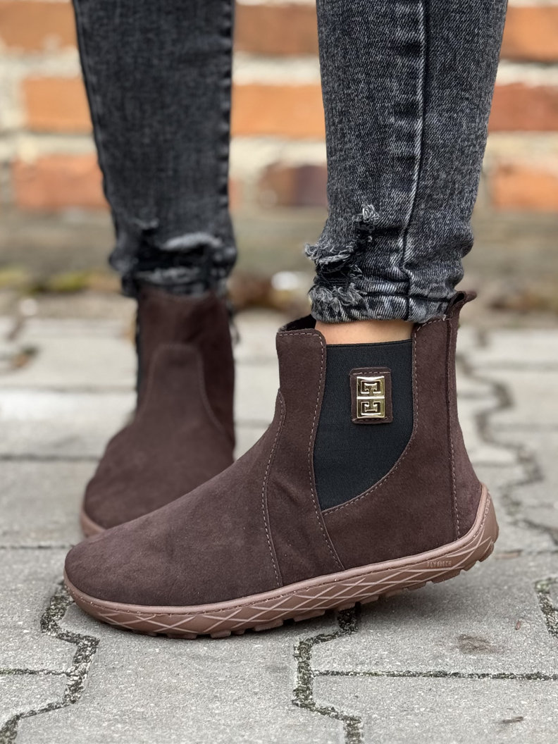 Modne botki KAZADII BAREFOOT HERMINA CHOCO skóra naturalna
