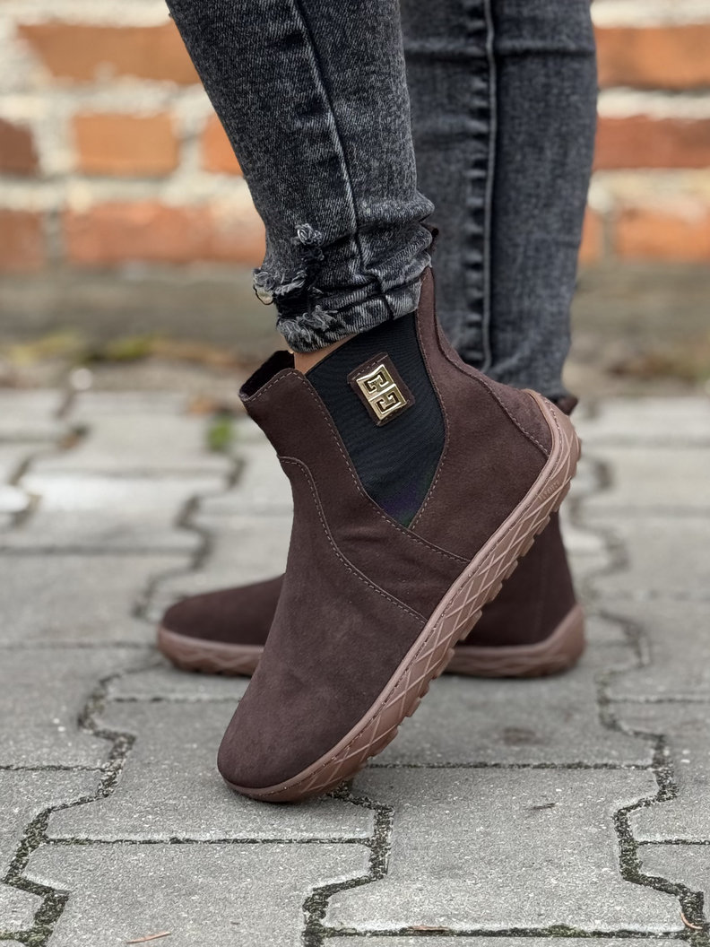 Modne botki KAZADII BAREFOOT HERMINA CHOCO skóra naturalna - obrazek 3