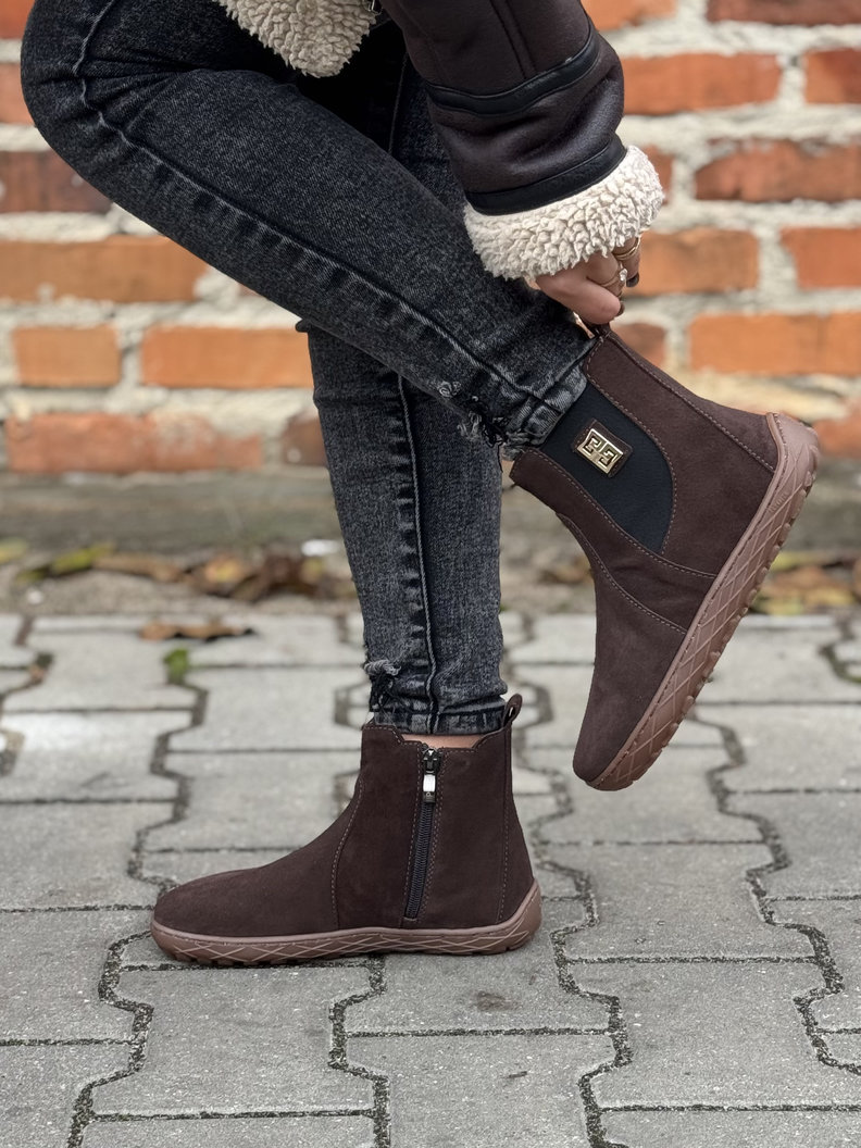 Modne botki KAZADII BAREFOOT HERMINA CHOCO skóra naturalna - obrazek 4