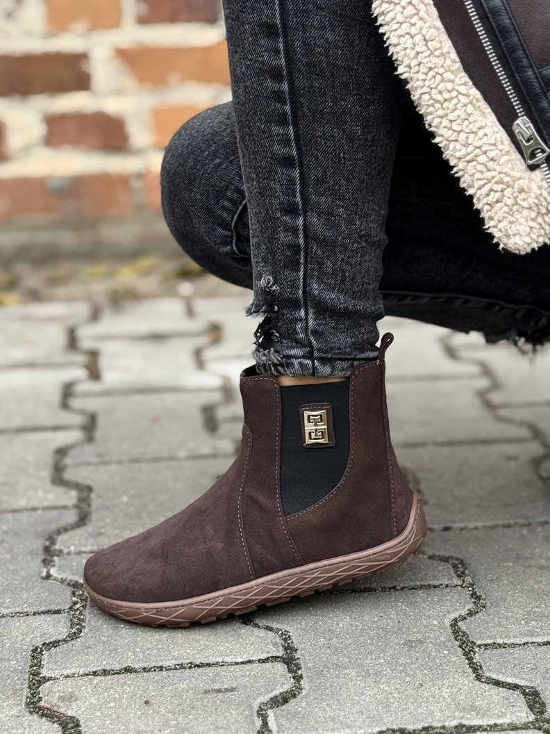 Modne botki KAZADII BAREFOOT HERMINA CHOCO skóra naturalna - obrazek 5