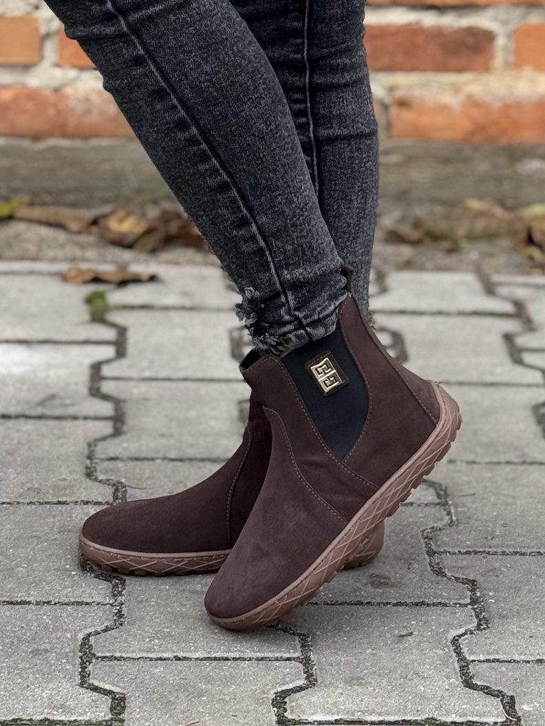 Modne botki KAZADII BAREFOOT HERMINA CHOCO skóra naturalna - obrazek 7