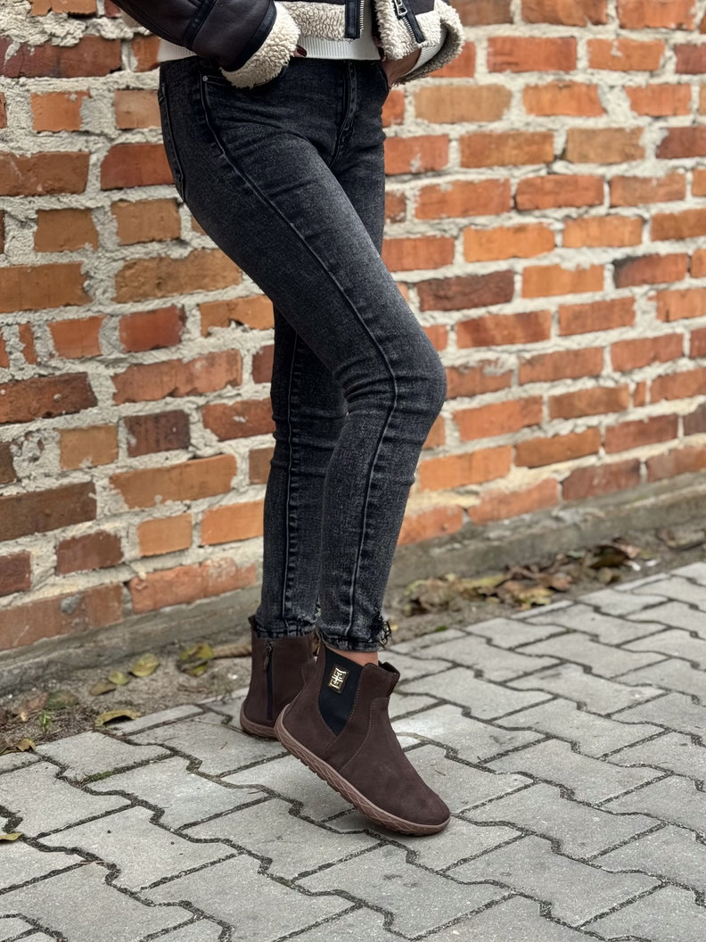 Modne botki KAZADII BAREFOOT HERMINA CHOCO skóra naturalna - obrazek 8