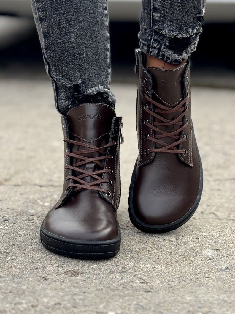 Ocieplane botki KAZADII BAREFOOT BERGEN CHOCO LEATHER skóra naturalna - obrazek 3