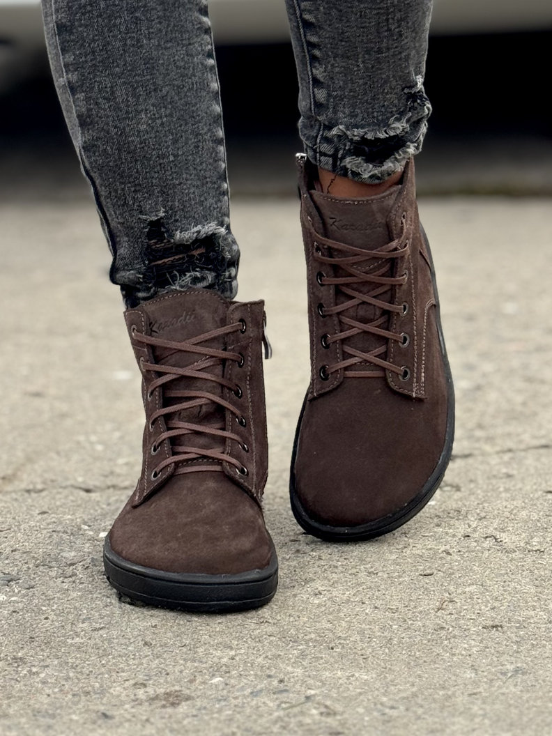 Ocieplane botki KAZADII BAREFOOT BERGEN CHOCO SUEDE skóra naturalna - obrazek 5