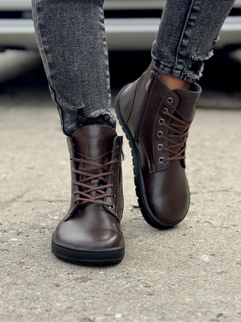 Ocieplane botki KAZADII BAREFOOT BERGEN CHOCO LEATHER skóra naturalna - obrazek 7