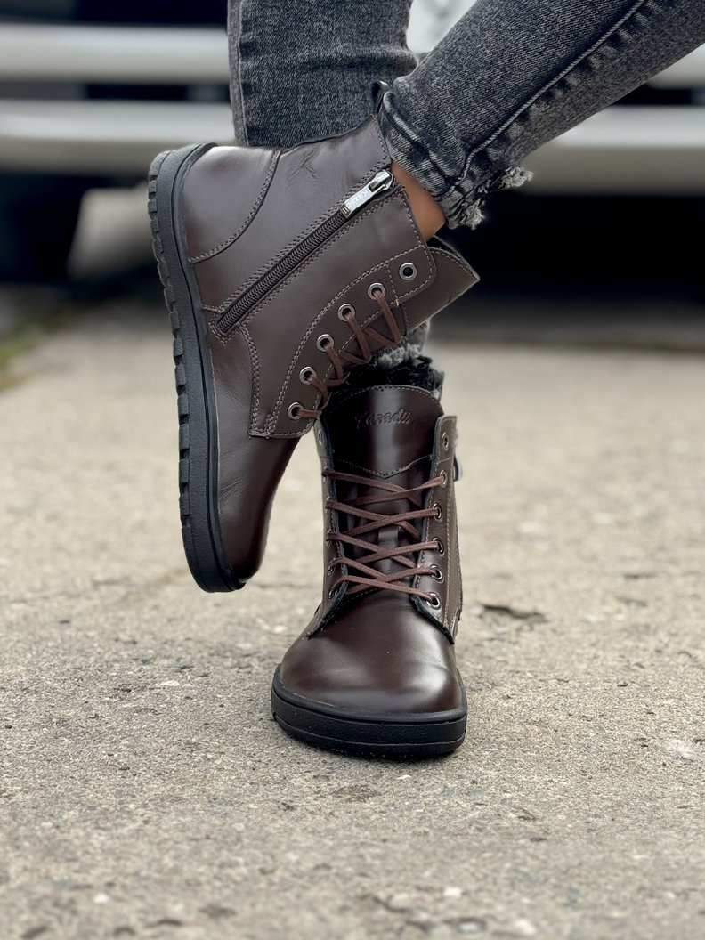 Ocieplane botki KAZADII BAREFOOT BERGEN CHOCO LEATHER skóra naturalna - obrazek 8