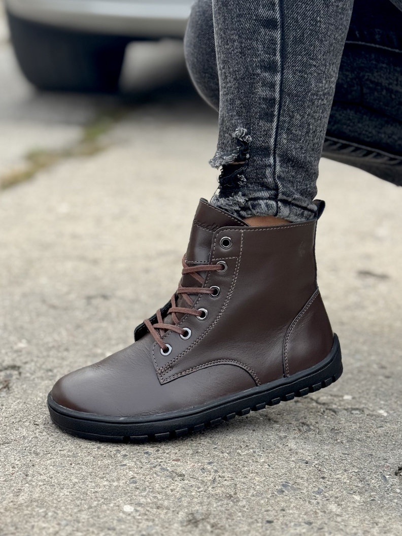 Ocieplane botki KAZADII BAREFOOT BERGEN CHOCO LEATHER skóra naturalna - obrazek 6