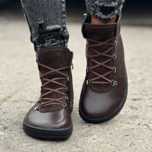 Ocieplane botki KAZADII BAREFOOT OSLO CHOCO skóra naturalna