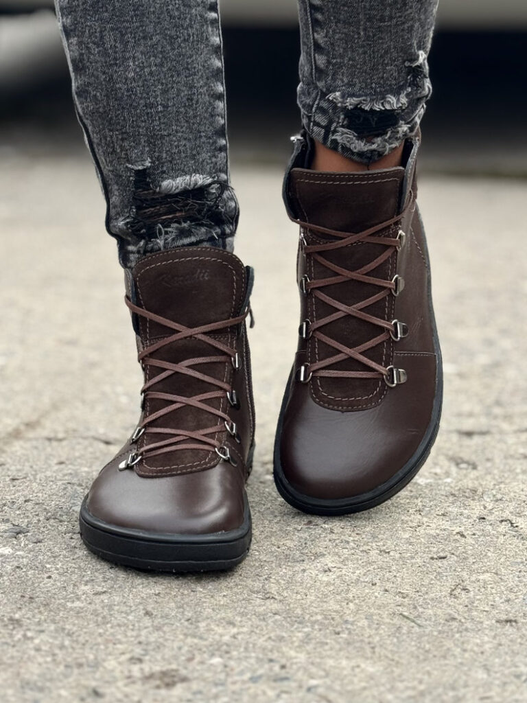 Ocieplane botki KAZADII BAREFOOT OSLO CHOCO skóra naturalna - obrazek 3