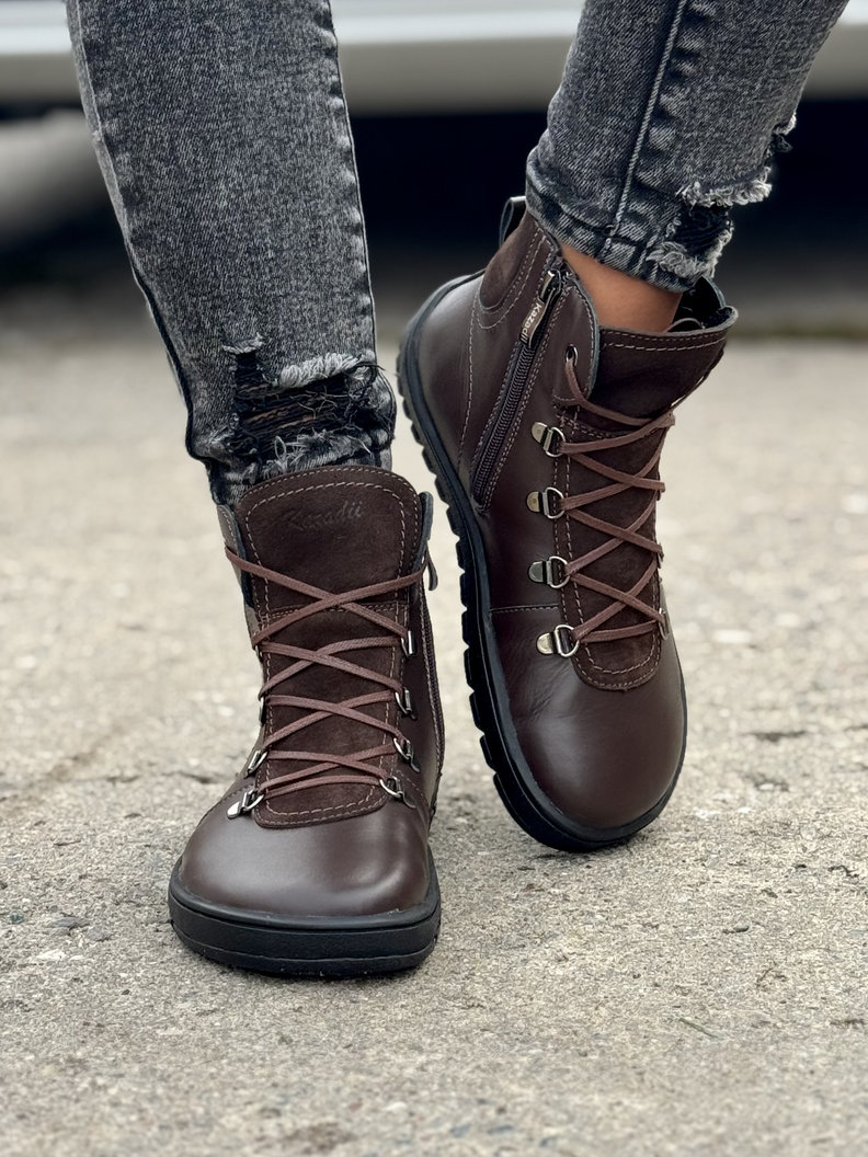 Ocieplane botki KAZADII BAREFOOT OSLO CHOCO skóra naturalna - obrazek 6