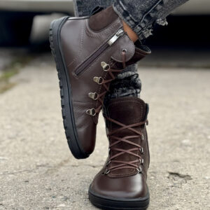 Ocieplane botki KAZADII BAREFOOT OSLO CHOCO skóra naturalna