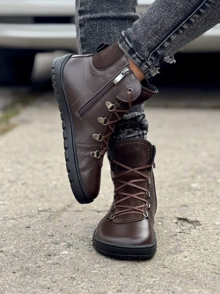 Ocieplane botki KAZADII BAREFOOT OSLO CHOCO skóra naturalna - obrazek 5