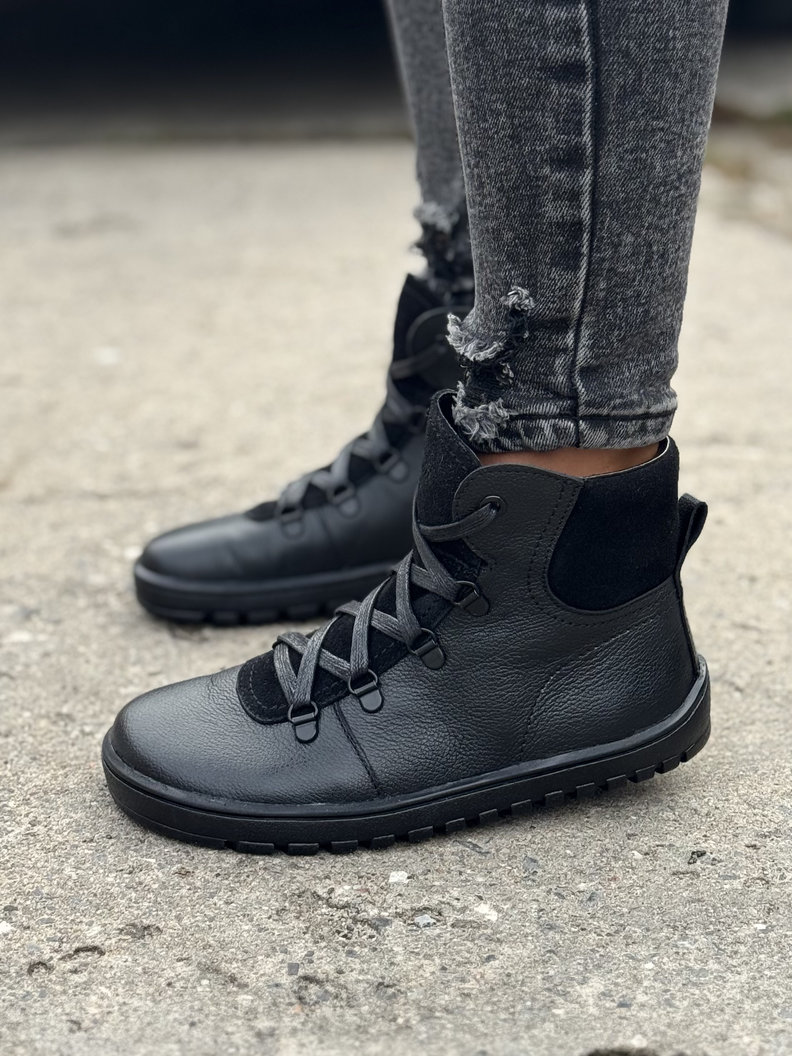 Ocieplane botki KAZADII BAREFOOT OSLO BLACK skóra naturalna - obrazek 4
