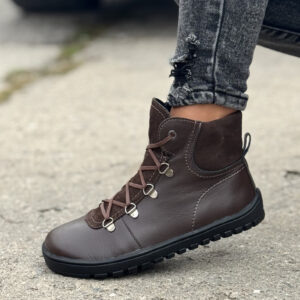 Ocieplane botki KAZADII BAREFOOT OSLO CHOCO skóra naturalna