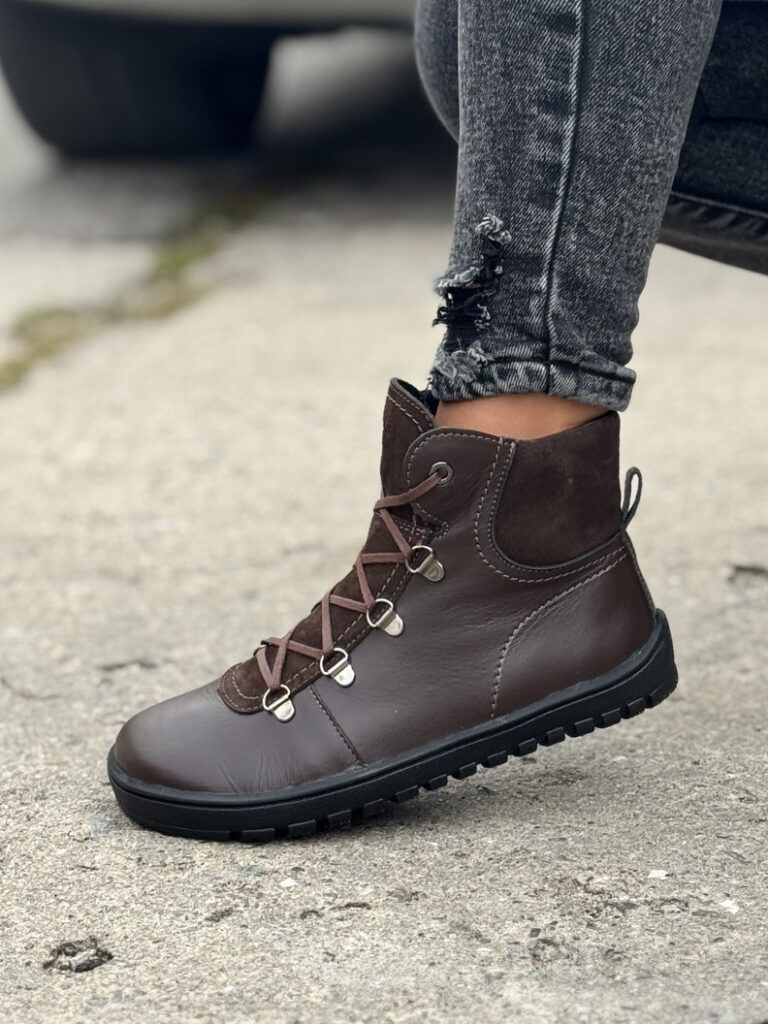 Ocieplane botki KAZADII BAREFOOT OSLO CHOCO skóra naturalna - obrazek 7