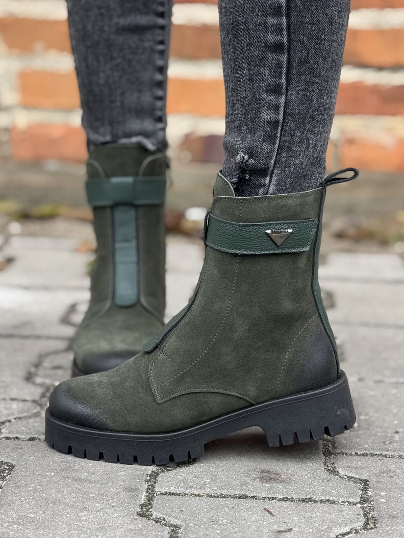 Ocieplane botki KAZADII PANAMA GREEN skóra naturalna