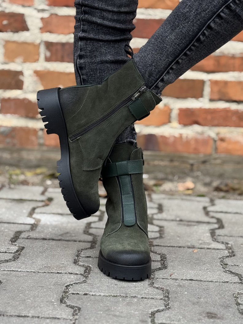 Ocieplane botki KAZADII PANAMA GREEN skóra naturalna - obrazek 4