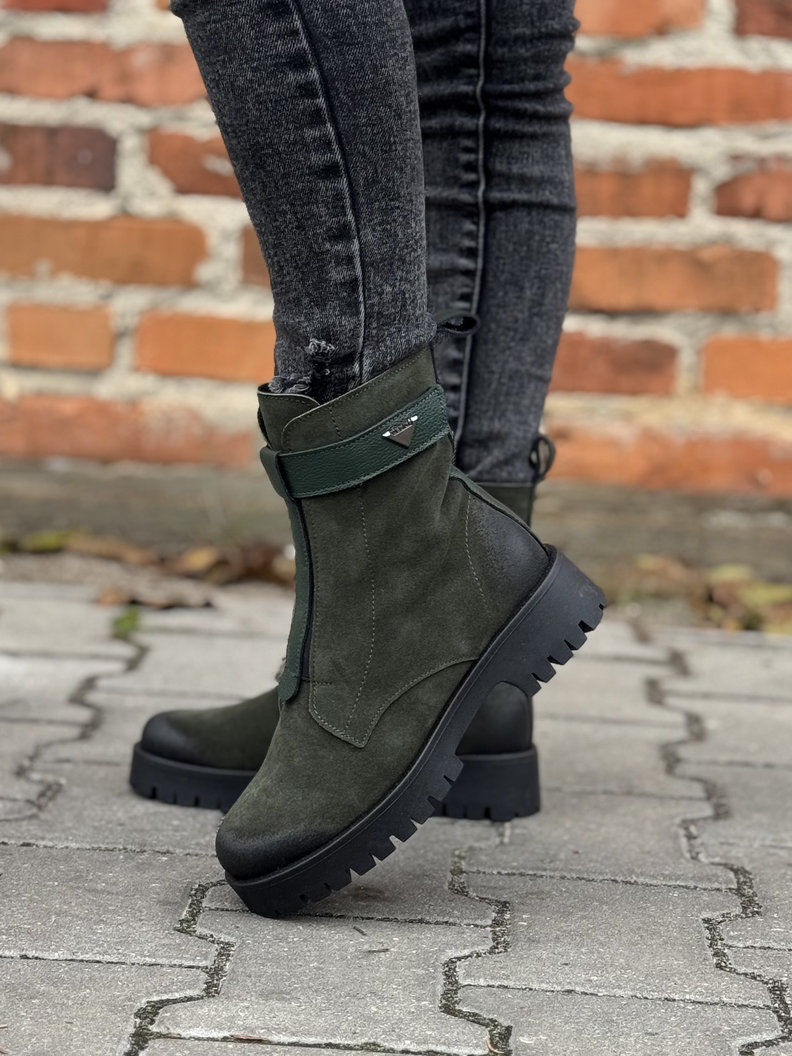 Ocieplane botki KAZADII PANAMA GREEN skóra naturalna - obrazek 5