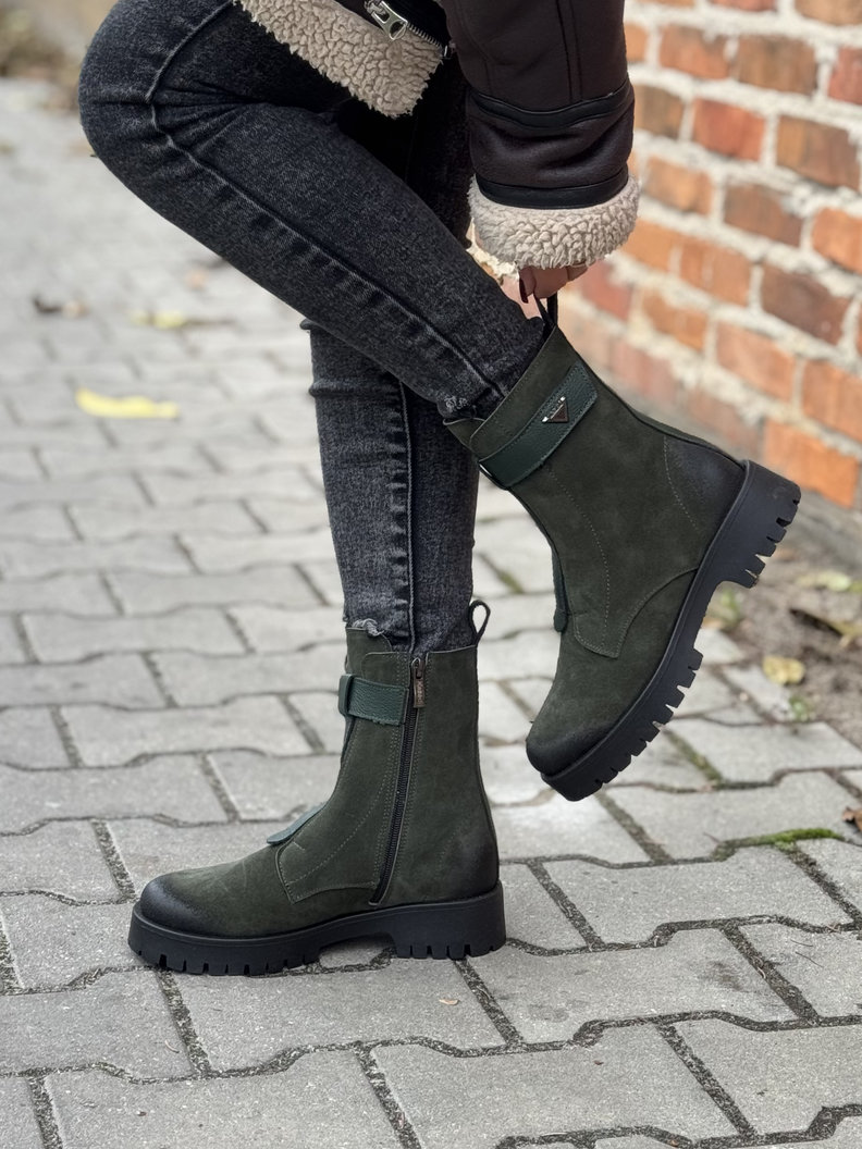 Ocieplane botki KAZADII PANAMA GREEN skóra naturalna - obrazek 7