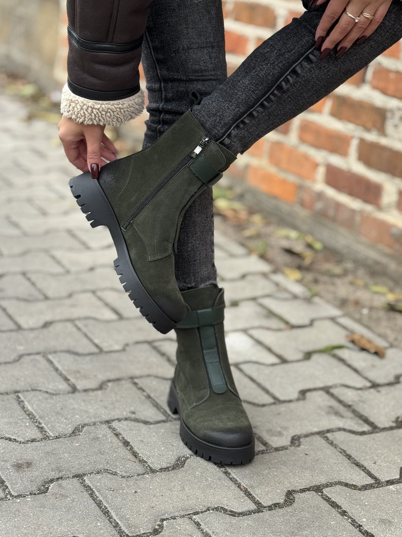 Ocieplane botki KAZADII PANAMA GREEN skóra naturalna - obrazek 8