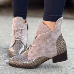 Ocieplane botki STREET LUXE BEIGE skóra naturalna