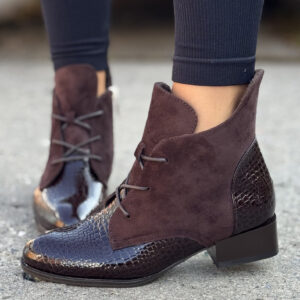 Ocieplane botki STREET LUXE CHOCO skóra naturalna